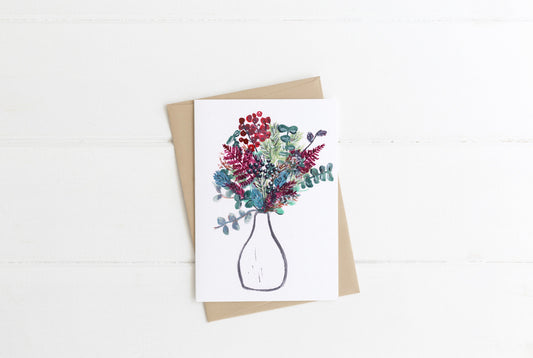 Winter Foliage Vase | A6 Card