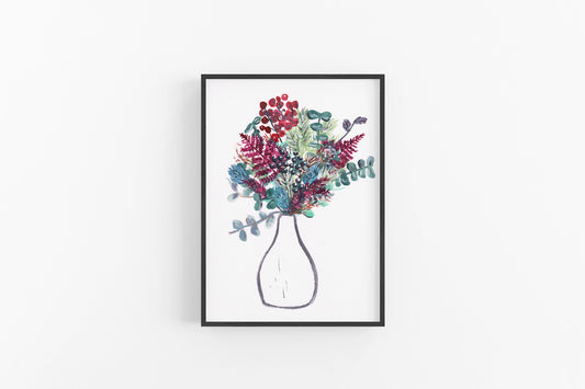 Winter Foliages Vase | Digital A5 Print