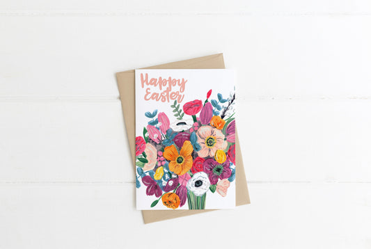 Happy Easter | Easter Greetings | A6 Card | Floral Easter Card | Send Direct